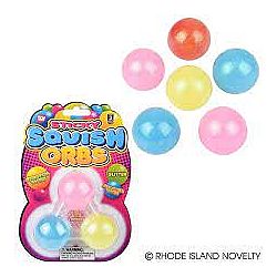 3 Pack Sticky Squish Orbs Pastel Glitter Assorted Colors