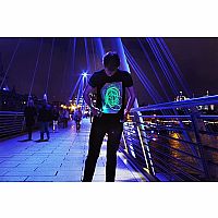 Illuminated Apparel Interactive BLACK Glow in the Dark T-Shirt  12-14 Years 