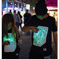 Illuminated Apparel Interactive BLACK Glow in the Dark T-Shirt  12-14 Years 