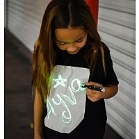 Illuminated Apparel Interactive BLACK Glow in the Dark T-Shirt  12-14 Years 