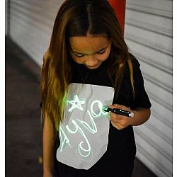 Illuminated Apparel Interactive BLACK Glow in the Dark T-Shirt  12-14 Years 