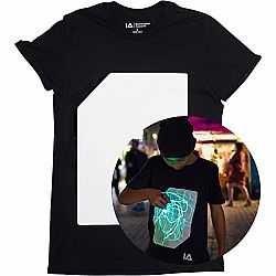 Illuminated Apparel Interactive BLACK Glow in the Dark T-Shirt  12-14 Years 