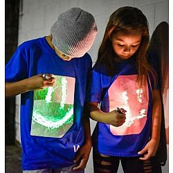 Illuminated Apparel Interactive Glow in the Dark T-Shirt  BLUE 12-14 Years 