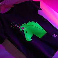 Illuminated Apparel Interactive BLACK Glow in the Dark T-Shirt  7-8 Years Unicorn