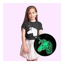 Illuminated Apparel Interactive BLACK Glow in the Dark T-Shirt  7-8 Years Unicorn